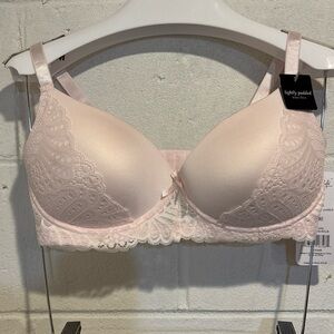 Renee Rofe pink lace bra wireless lightly padded size 36D